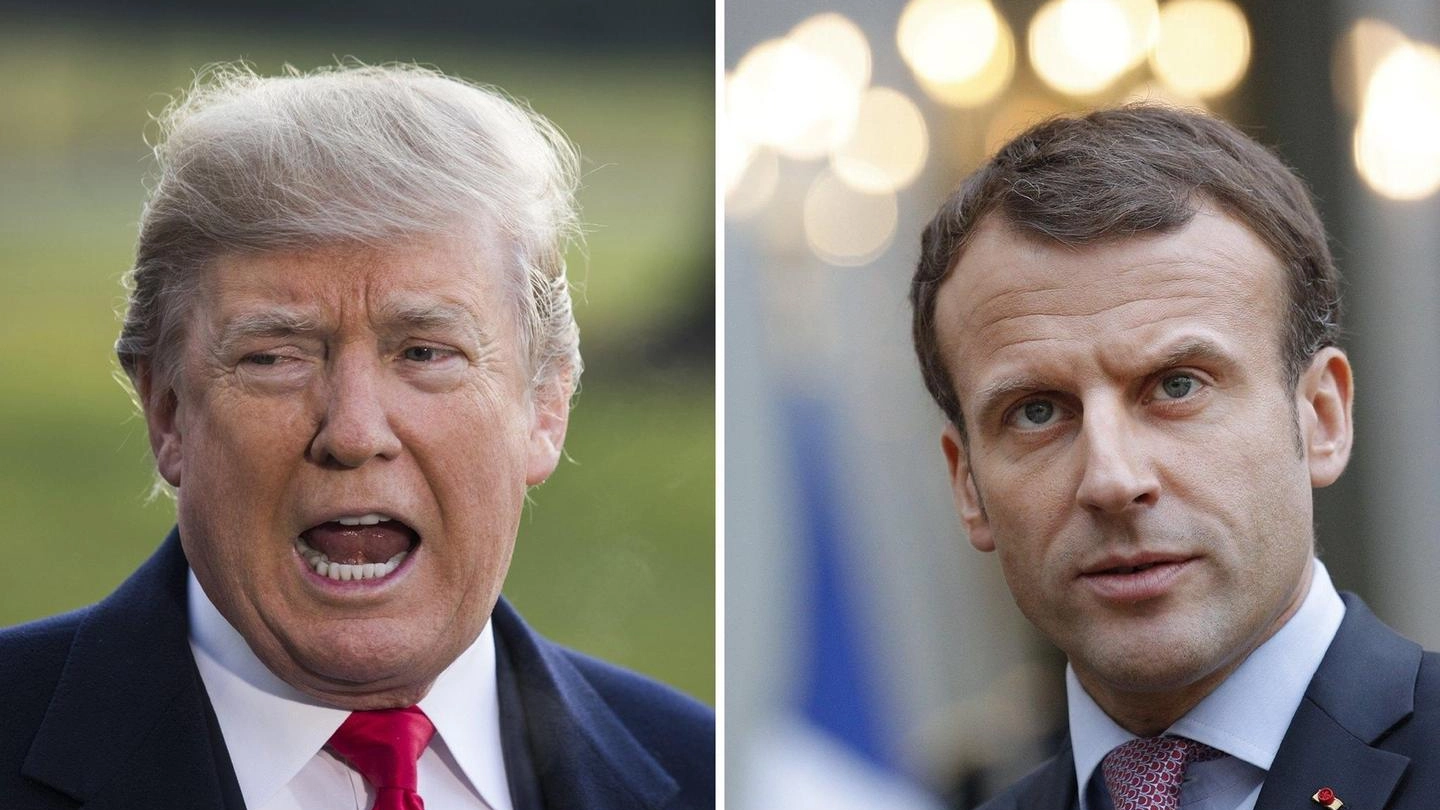 Combo Ansa: Donald Trump ed Emmanuel Macron