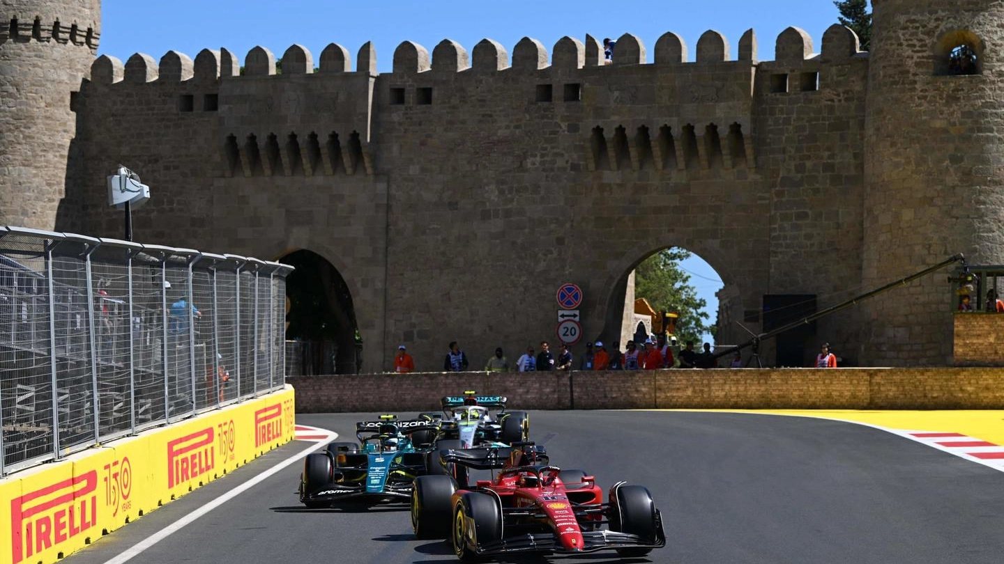 Leclerc, Vettel e Hamilton a Baku (Ansa)