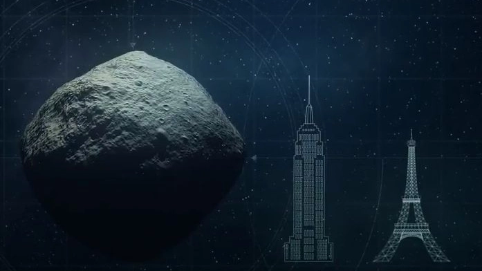 L'asteroide Bennu paragonato all'Empire State Building e alla Torre Eiffel (da youtube)