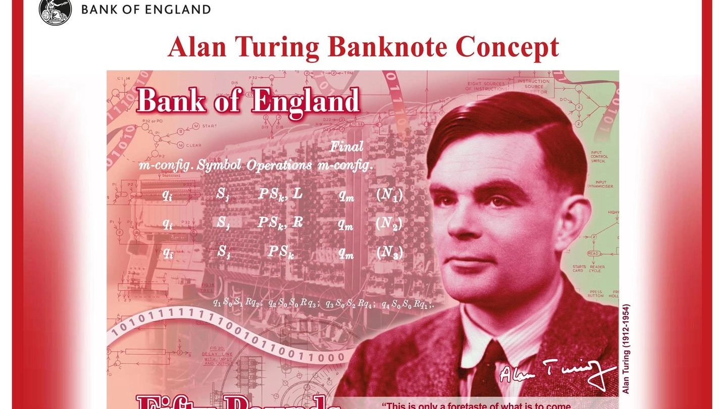 Il volto di Alan Turing sulle nuove banconote da 50 sterline (Ansa)