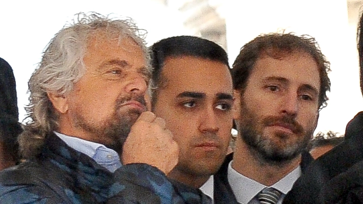 Beppe Grillo, Luigi Di Maio e Davide Casaleggio dei 5 Stelle (Newpress)