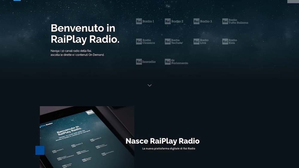 La homepage del portale RayPlay Radio - foto RAI