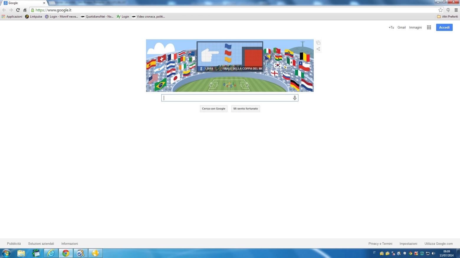 Il doodle di Google dedicato alla finale dei Mondiali di calcio