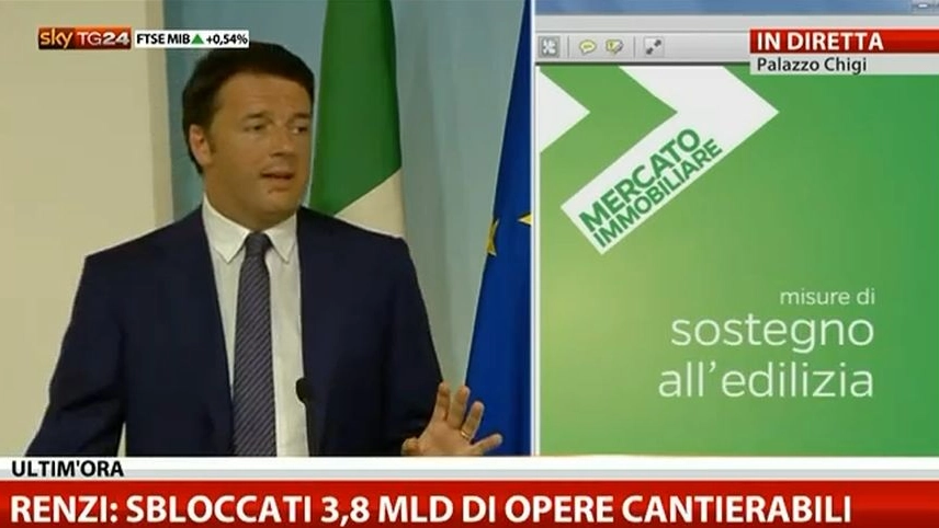 Il premier Matteo Renzi presenta lo 'Sblocca Italia' 
