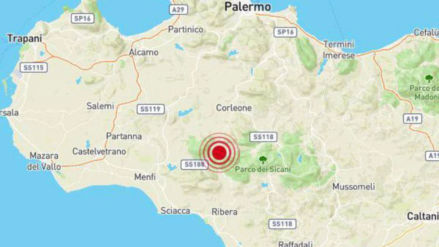 Il terremoto è avvenuto a Giuliana, 50 km a sud di Palermo (Ansa)