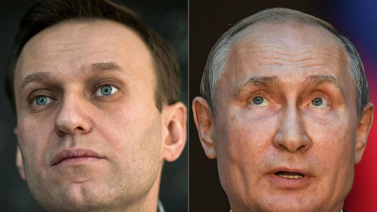 Alexei  Navalny e Vladimir Putin (Ansa)