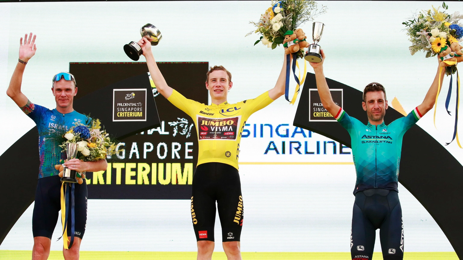Criterium di Singapore: Froome, Vingegaard e Nibali sul podio (Ansa)