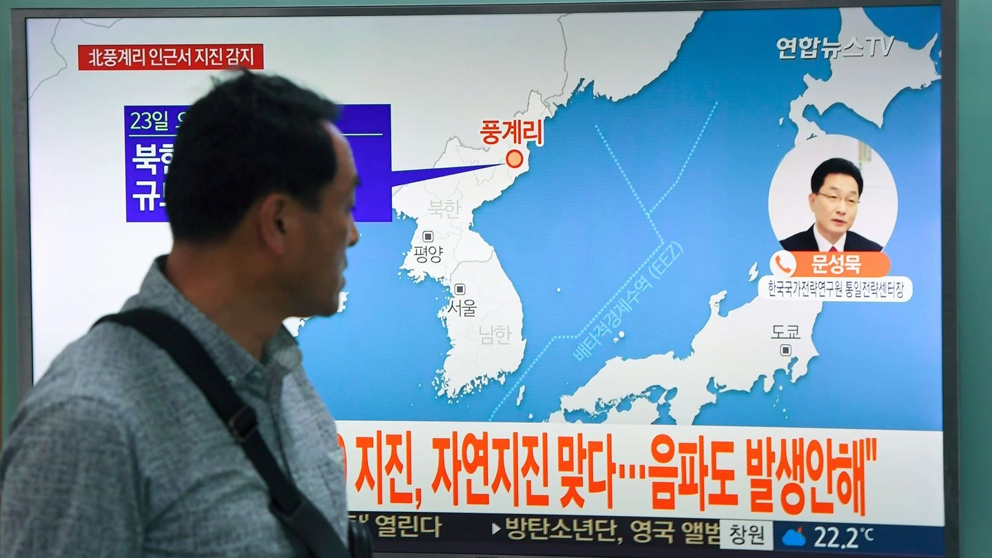 La cartina che mostra l'epicentro del sisma "anomalo" nella Corea del Nord (Afp)