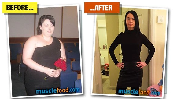Donna Dockerty prima e dopo l'eliminazione dello zucchero (da musclefood.com)
