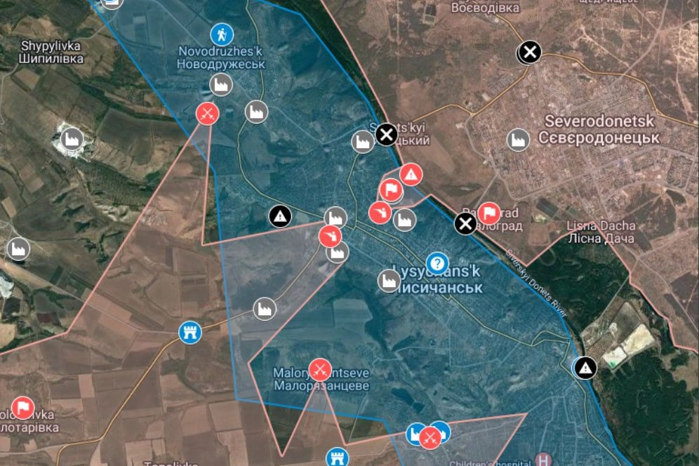 La mappa dell'avanzata russa a Lysychansk 