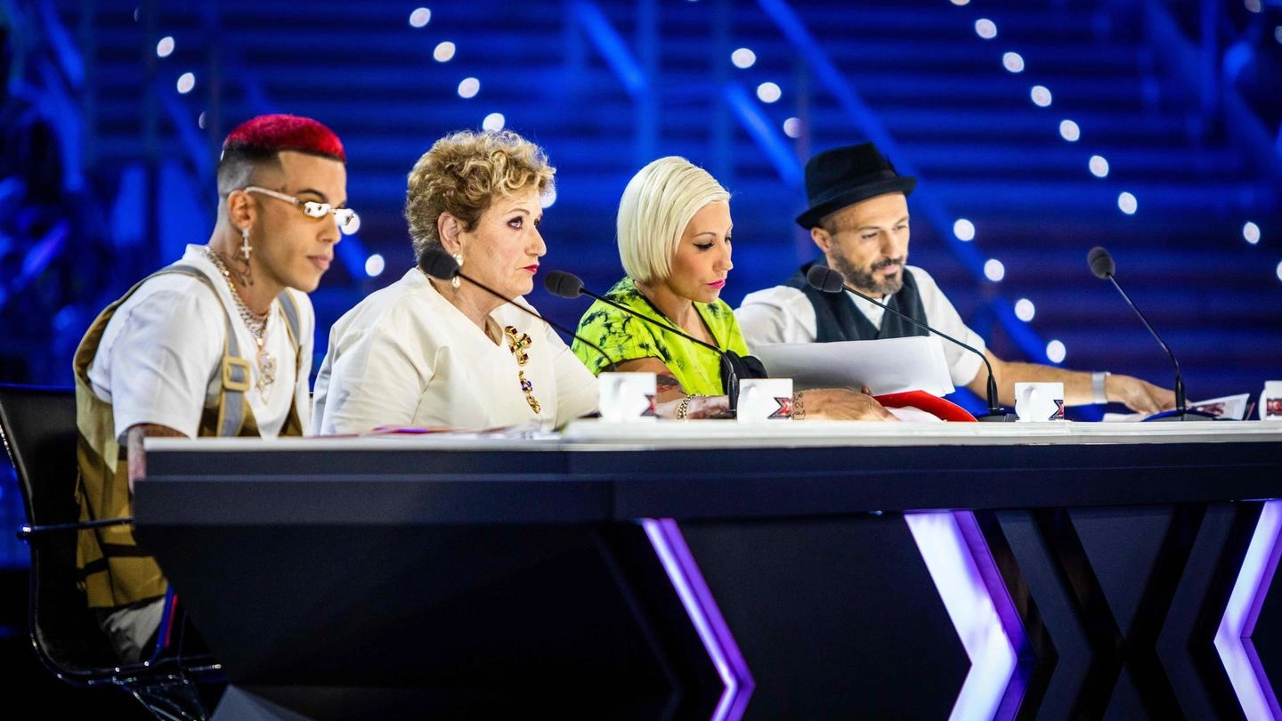 I giudici di X Factor: Sfera Ebbasta, Mara Maionchi, Malika Ayane e Samuel (Ansa)