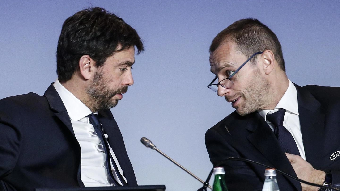 Andrea Agnelli con il presidente della Uefa, Aleksander Ceferin