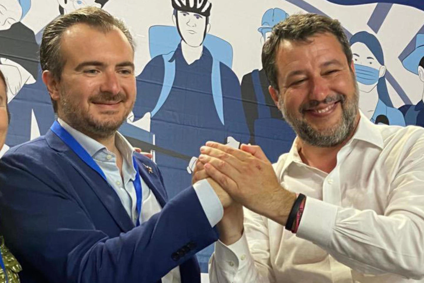 Riccardo Molinari, 40 anni, capogruppo della Lega alla Camera, con Matteo Salvini