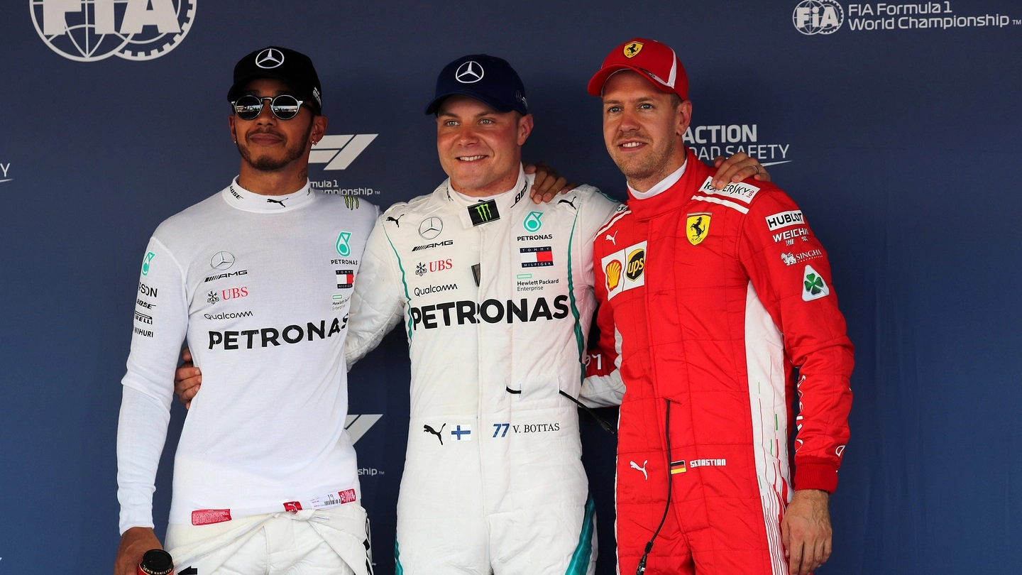 Hamilton, Bottas e Vettel (Lapresse)