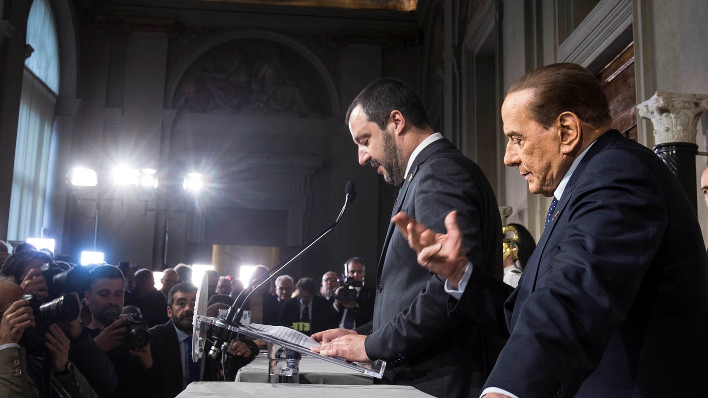 Matteo Salvini e Silvio Berlusconi al Quirinale (ImagoE)