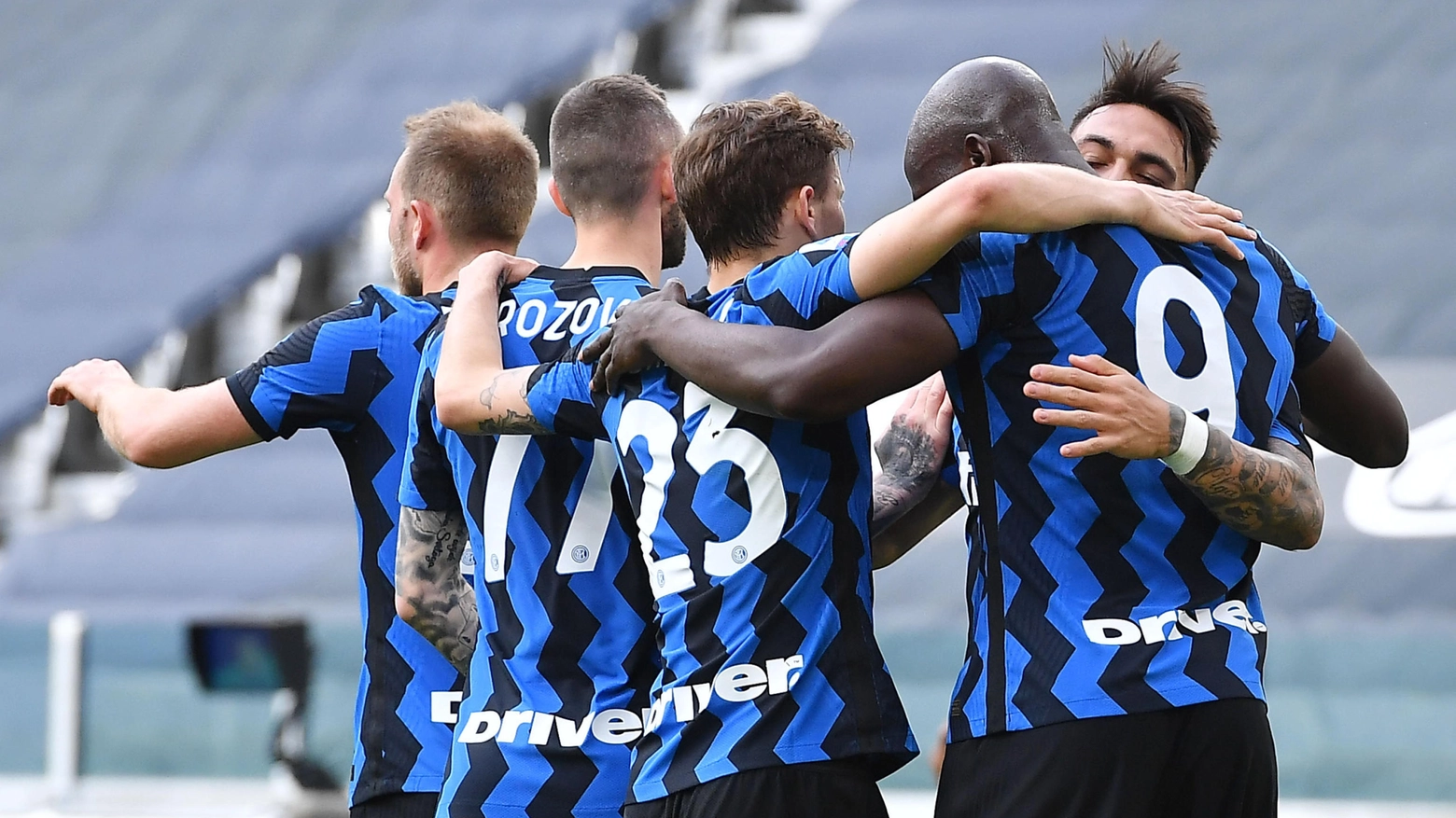L'esultanza dei giocatori dell'Inter