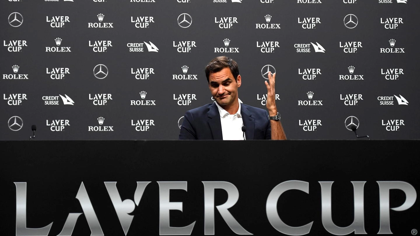 Roger Federer alla presentazione della Laver Cup (Ansa)