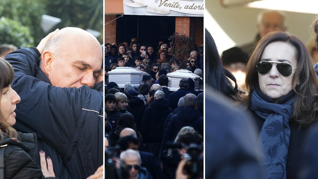 Funerali delle ragazze investite a Roma, i genitori di Camilla (Ansa, LaPresse)