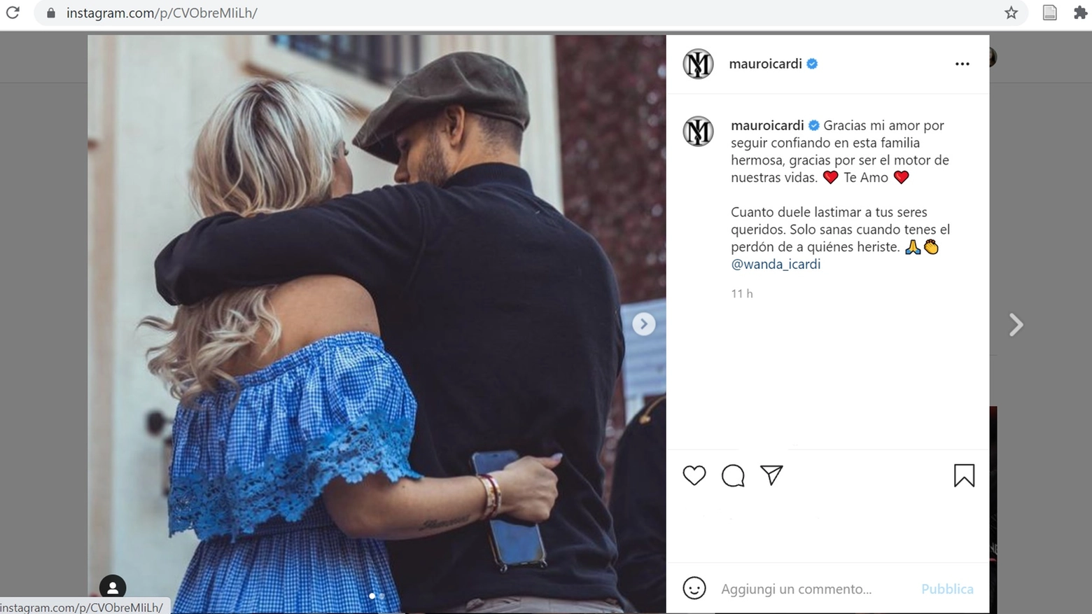 Mauro Icardi e Wanda Nara: il post riappacificatore (Instagram)