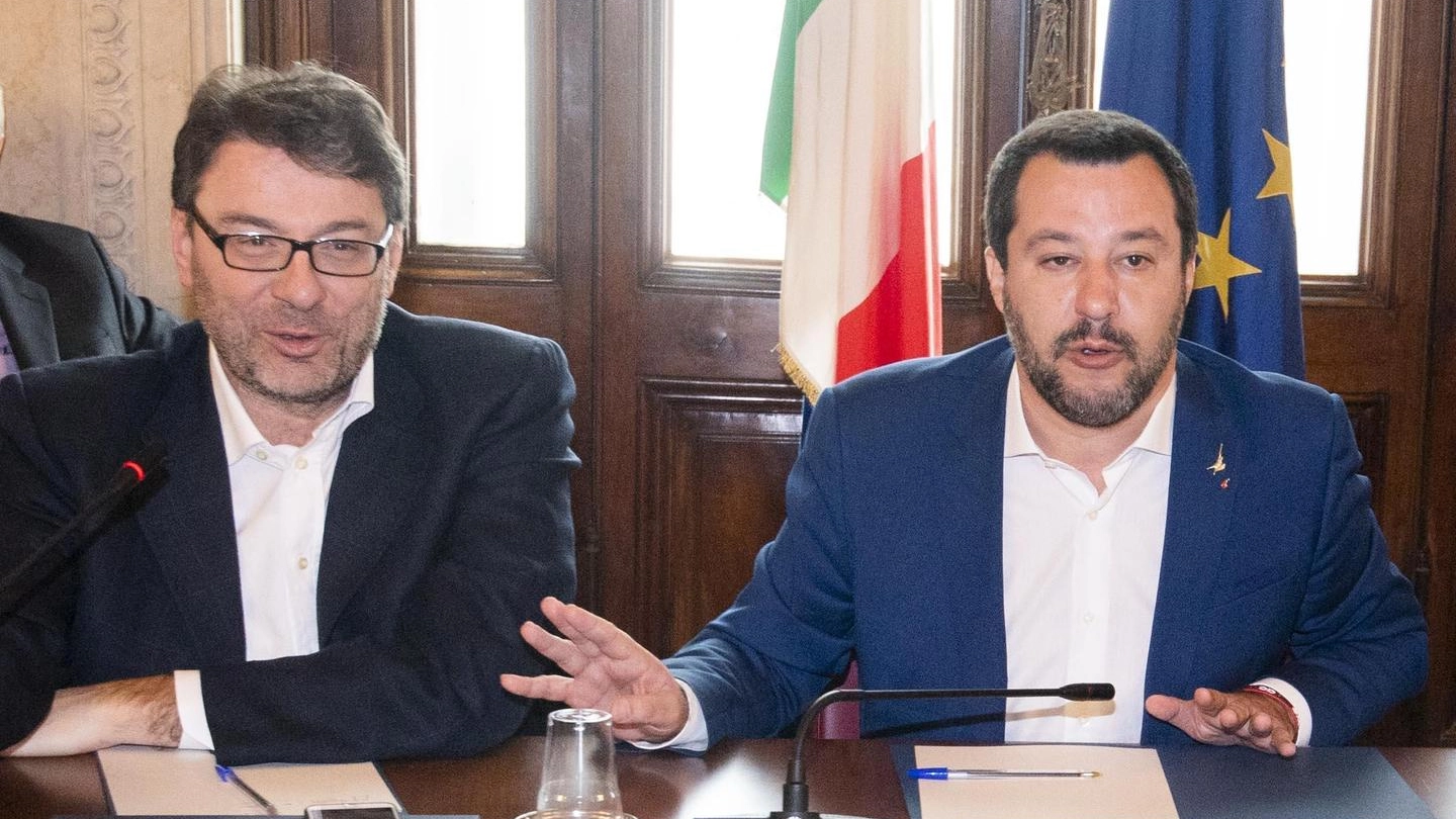 Salvini e Giorgetti all'incontro 'caffè dei 12' con le imprese (Ansa)