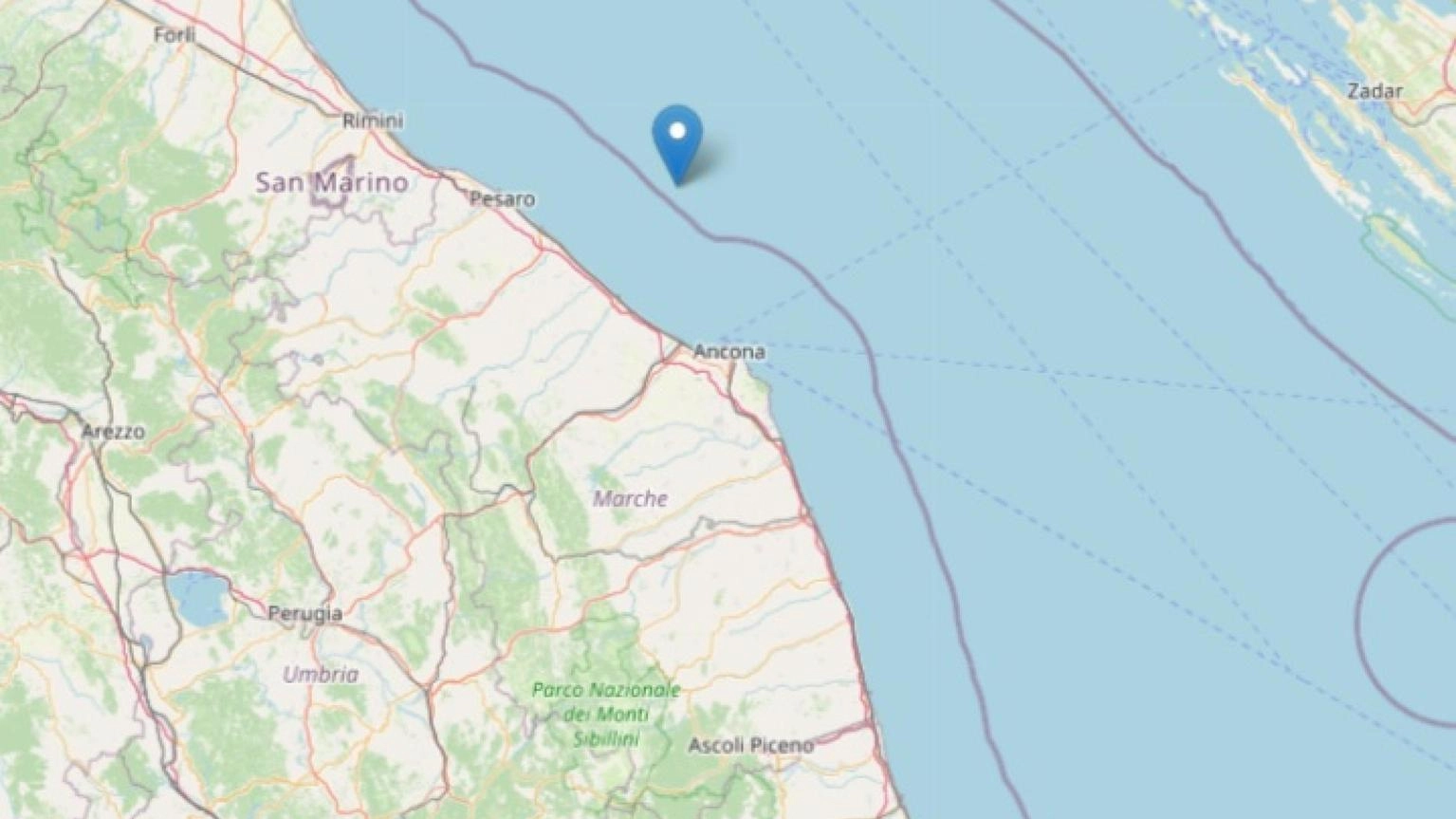 Terremoti: scossa 3.9 al largo della costa marchigiana