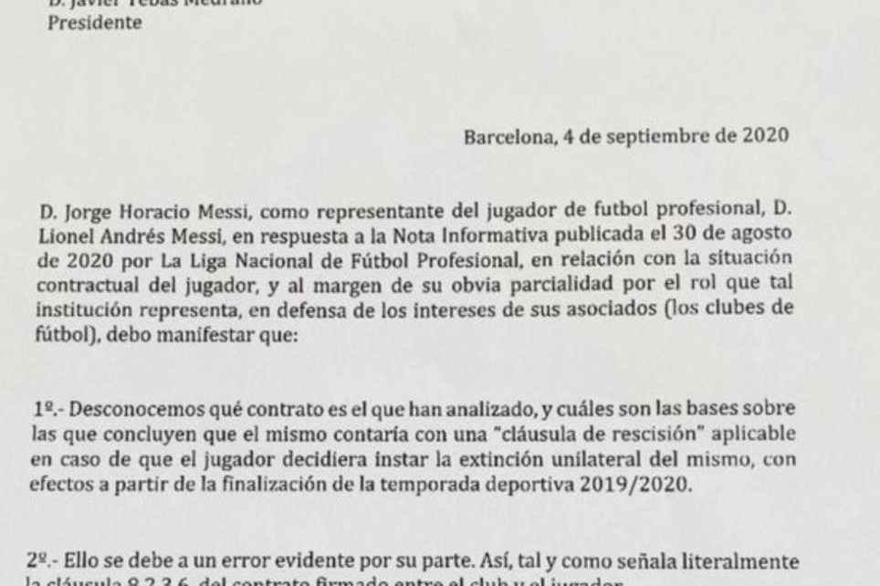 Leo Messi replica alla alla Liga spagnola a proposito della clausola da 700 milioni (Ansa)