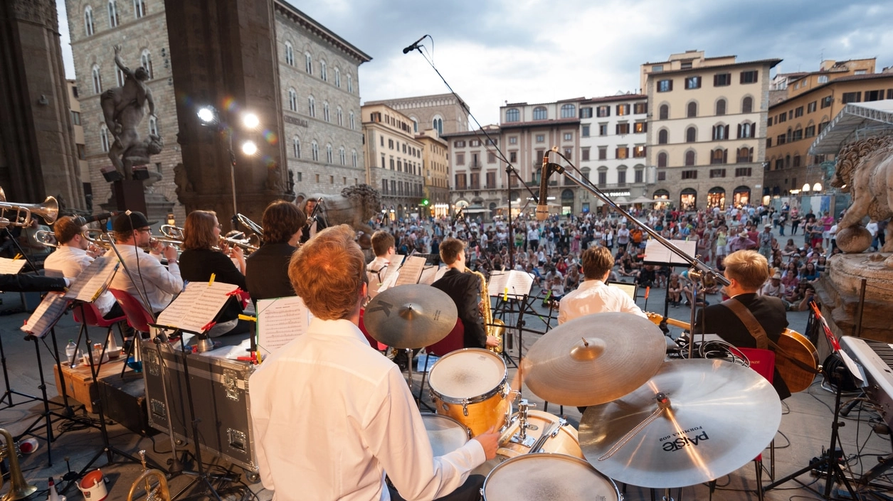 Concerto in piazza della Signoria a Firenze