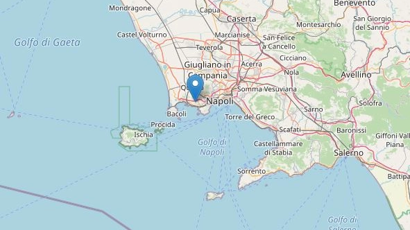 La zona di Napoli epicentro dello sciame sismico