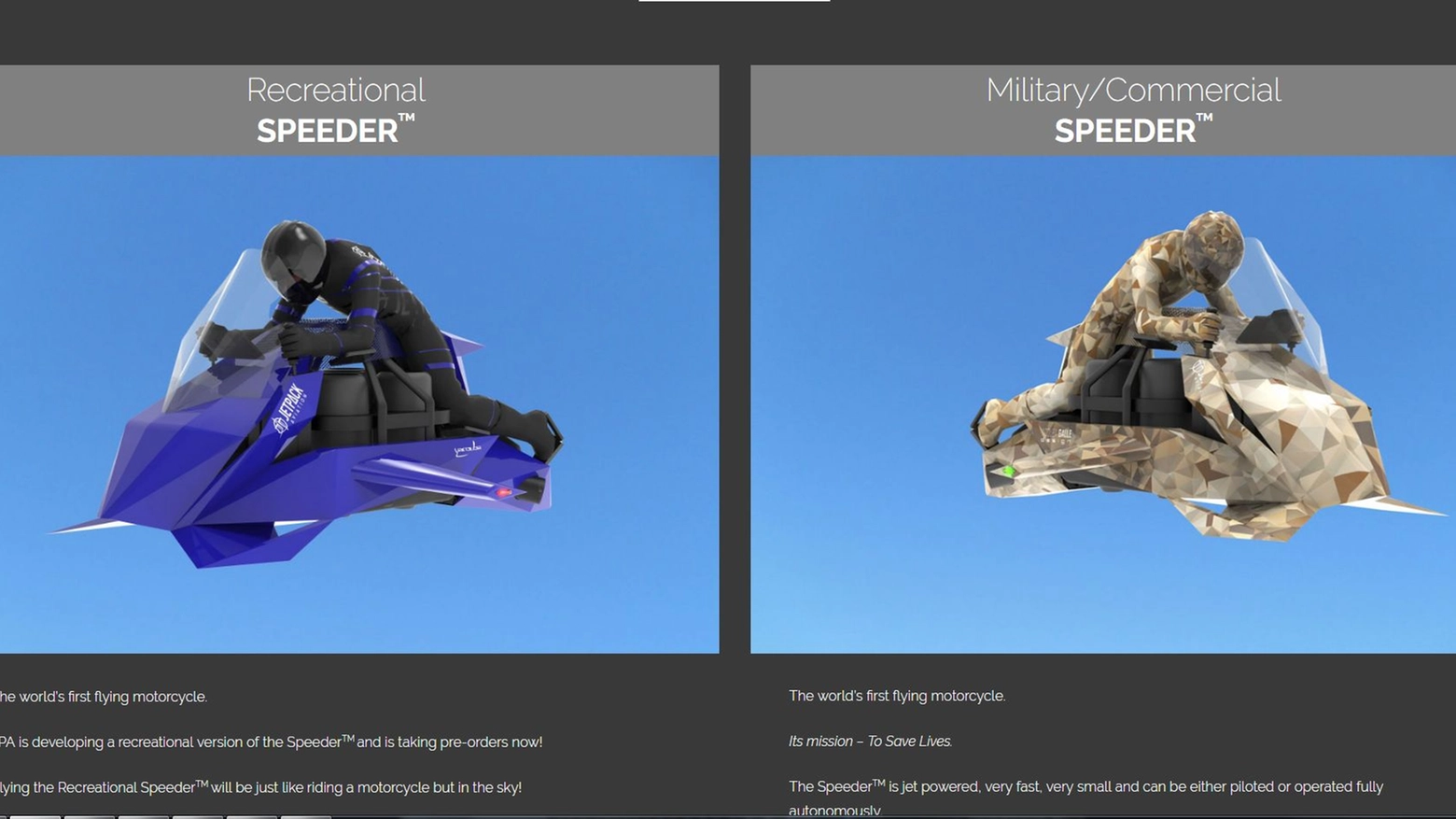 La Speeder Ultralight (Uvs) e la Experimental Version (Evs) 