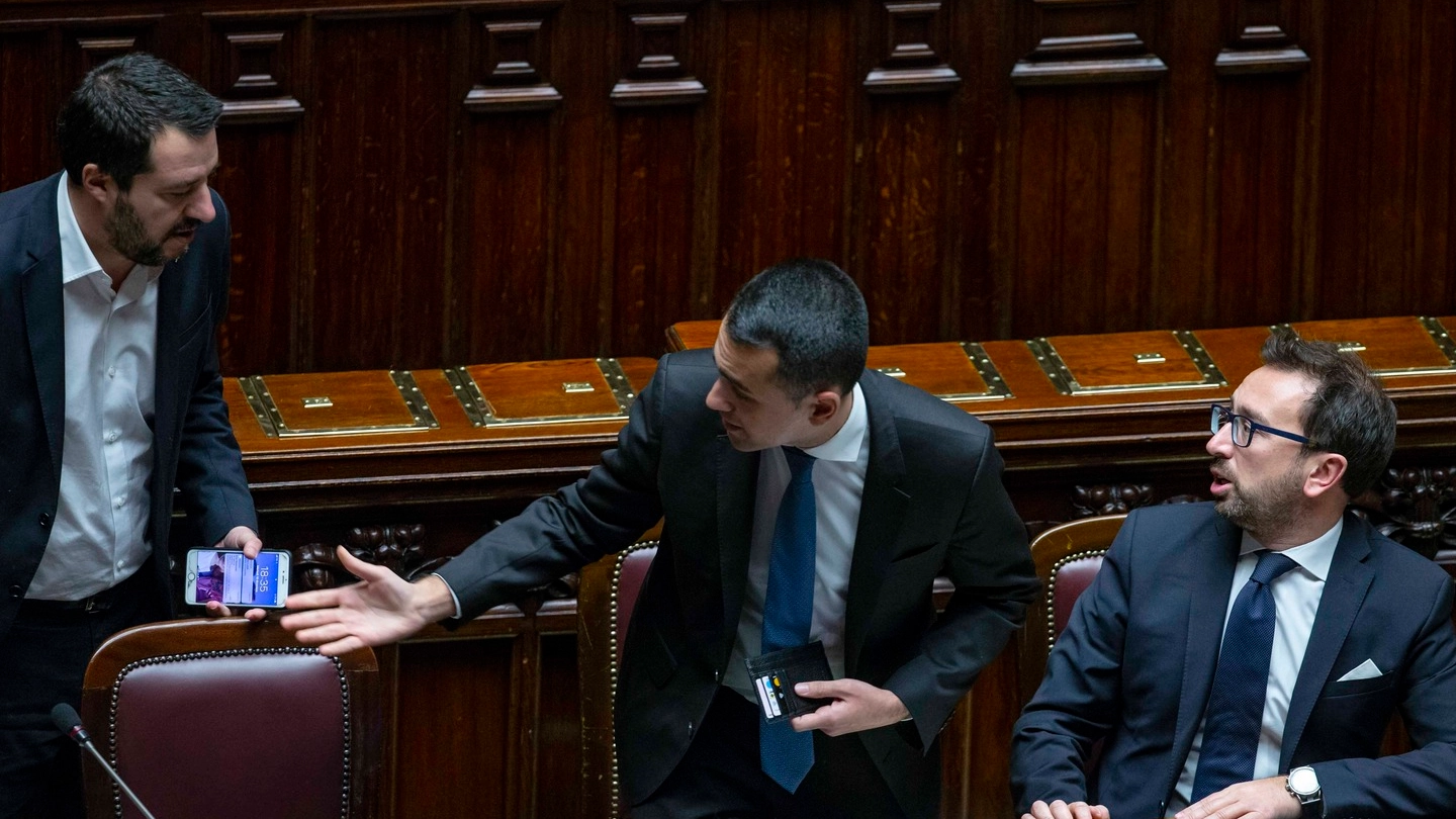 Salvini, Di Maio e Bonafede in Parlamento (Imagoeconomica)