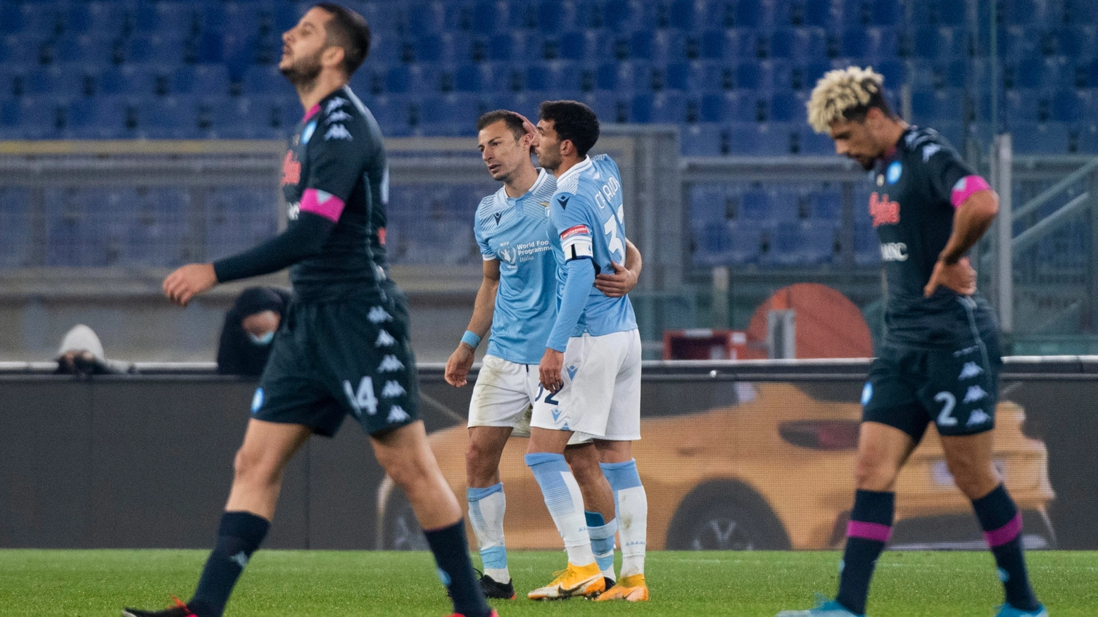 Lazio-Napoli, la delusione degli azzurri (Ansa)