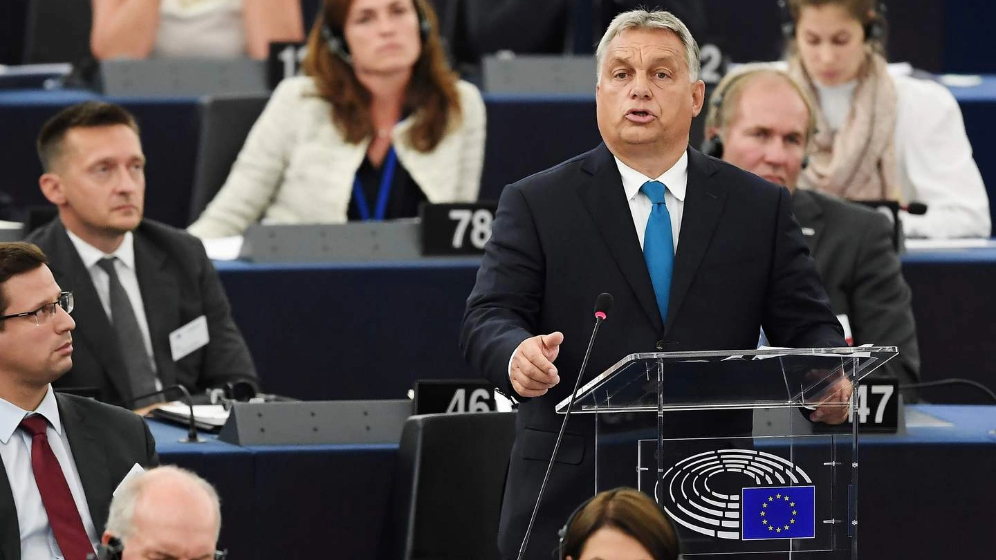 Il primo ministro ungherese Viktor Orban al Parlamento Ue (Lapresse)