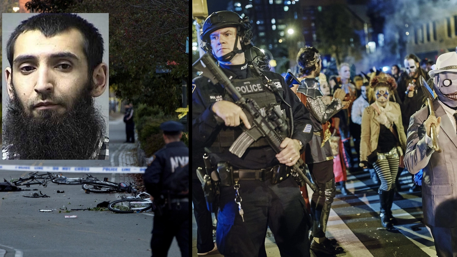 New York: l'attentatore, le bici accartocciate, la parata di Halloween