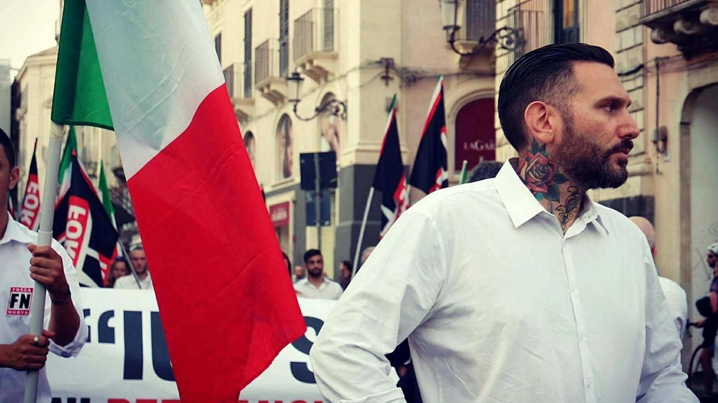 Massimo Ursino, il militante di Forza Nuova picchiato in strada (foto Ansa, Facebook)