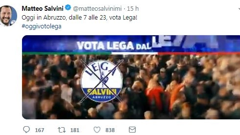 Oggi vota Lega: il tweet di Salvini fa scoppiare la polemica
