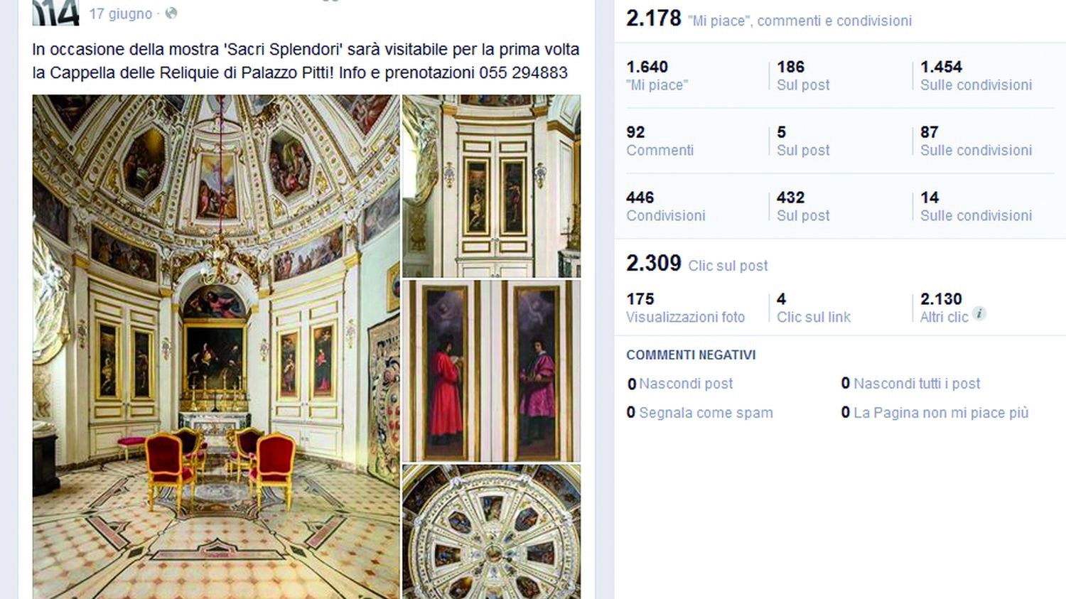 Report del post Facebook alla rassegna “Firenze un anno ad Arte” 