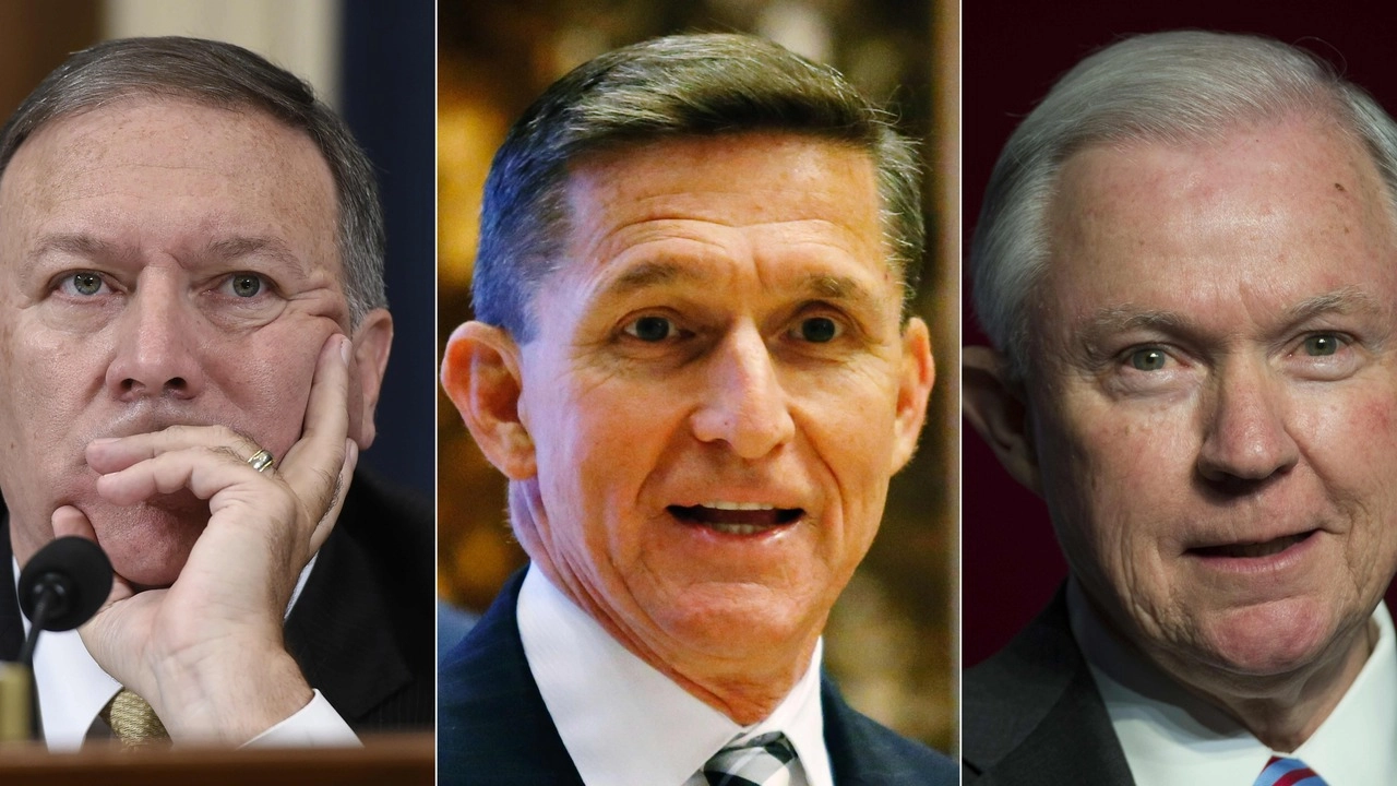 Nomine Trump, da sinistra: Pompeo, Flynn e Sessions (Afp)