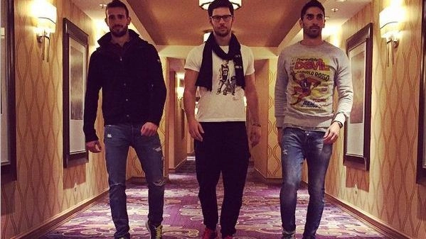 Che trio: da sinistra Gianluca Maglia, Matteo Giunta e Filippo Magnini a Las Vegas