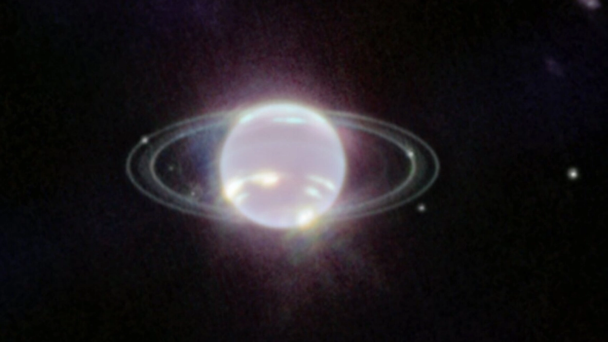 Gli anelli di Nettuno fotografati dal telescopio Webb (foto Esa)