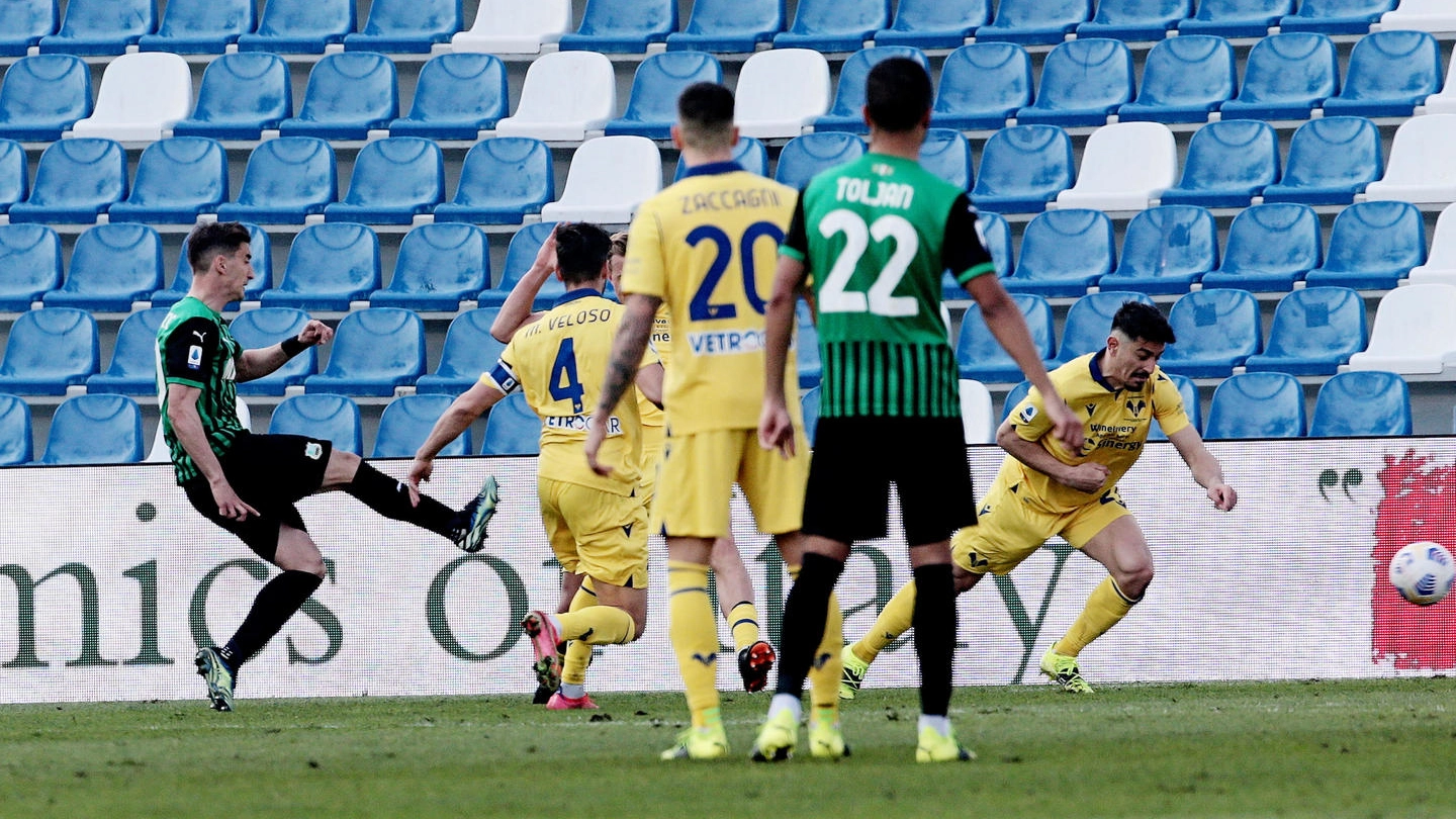 Sassuolo-Verona, il gol di Djuricic (Ansa)