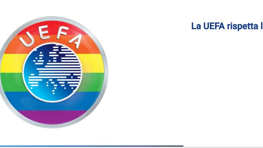 Il logo della Uefa colorato con la bandiera arcobaleno
