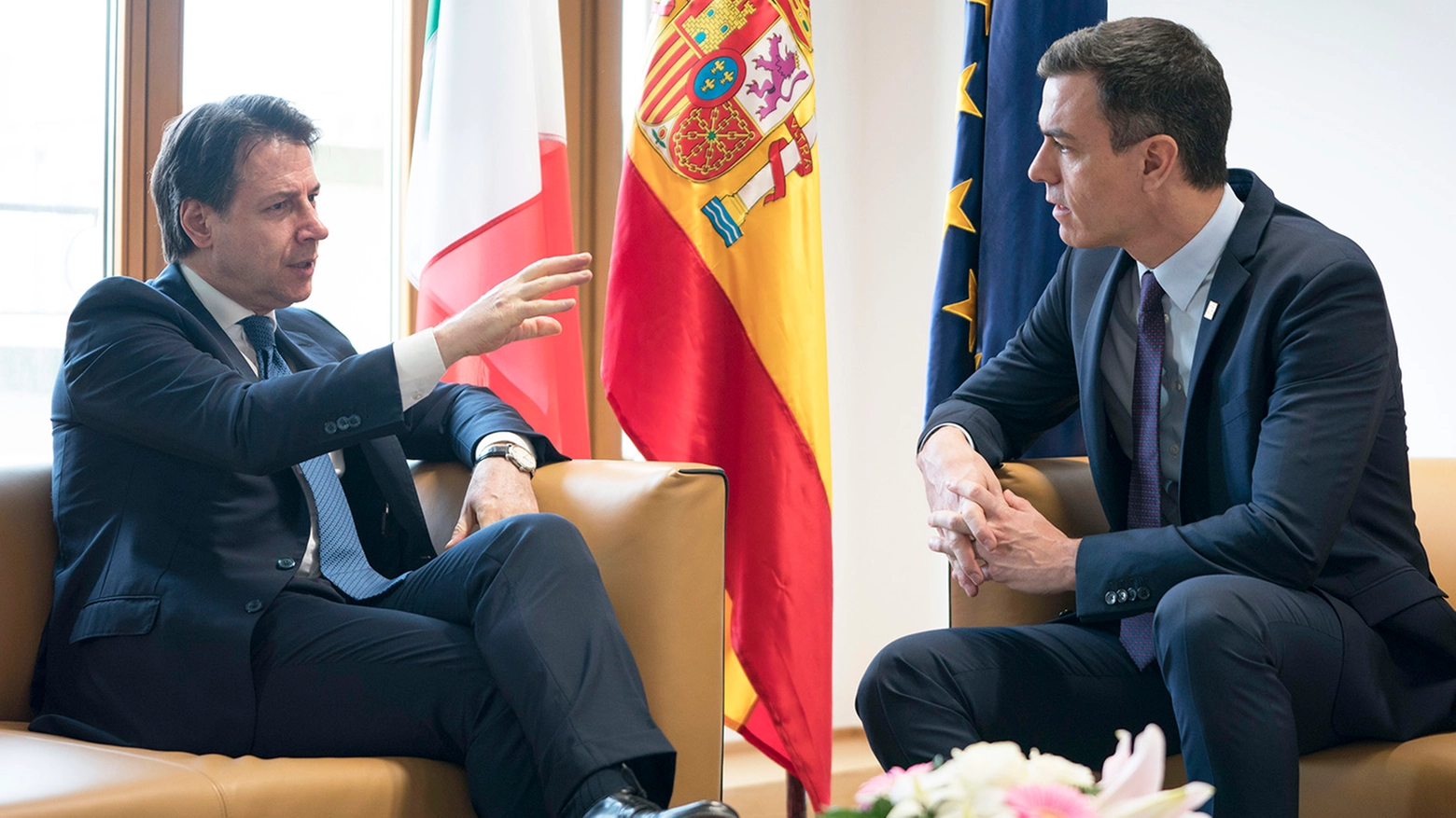 Il premier italiano Conte e quello spagnolo Sanchez (ImagoE)