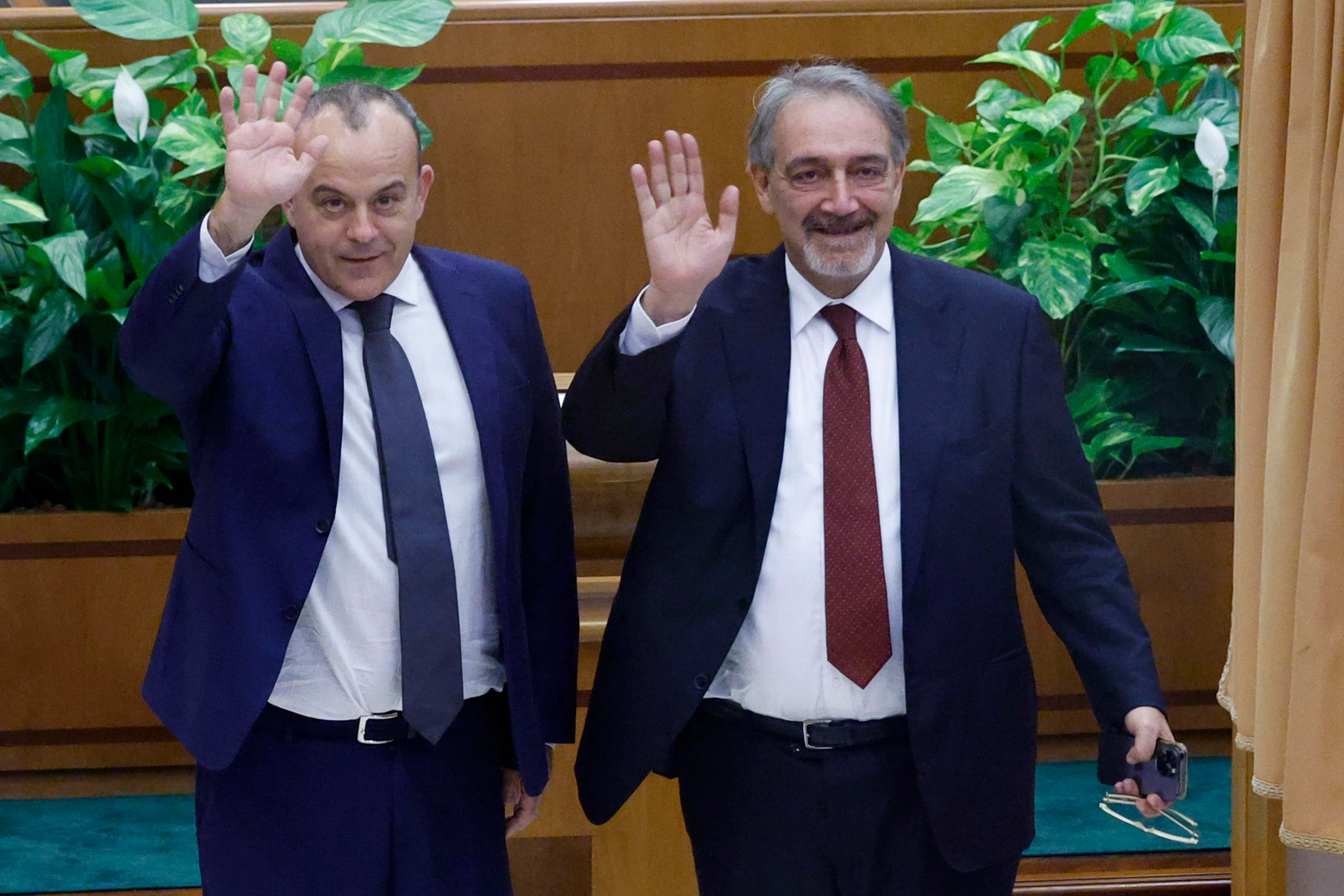 Il presidente del consiglio del Lazio Antonio Aurigemma e il Governatore Francesco Rocca