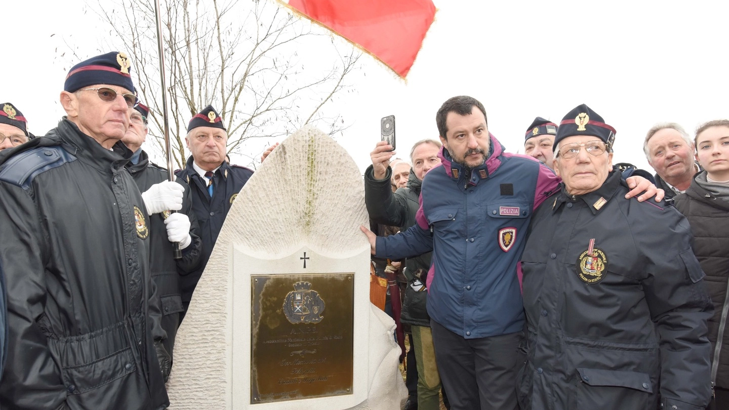 Foibe, Matteo Salvini a Basovizza (foto Lapresse)