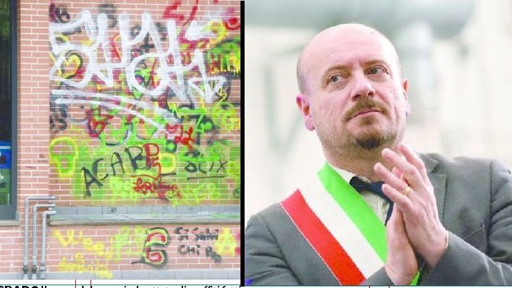 Il sindaco anti-graffiti Davide Drei e il muro imbrattato dai suoi figli