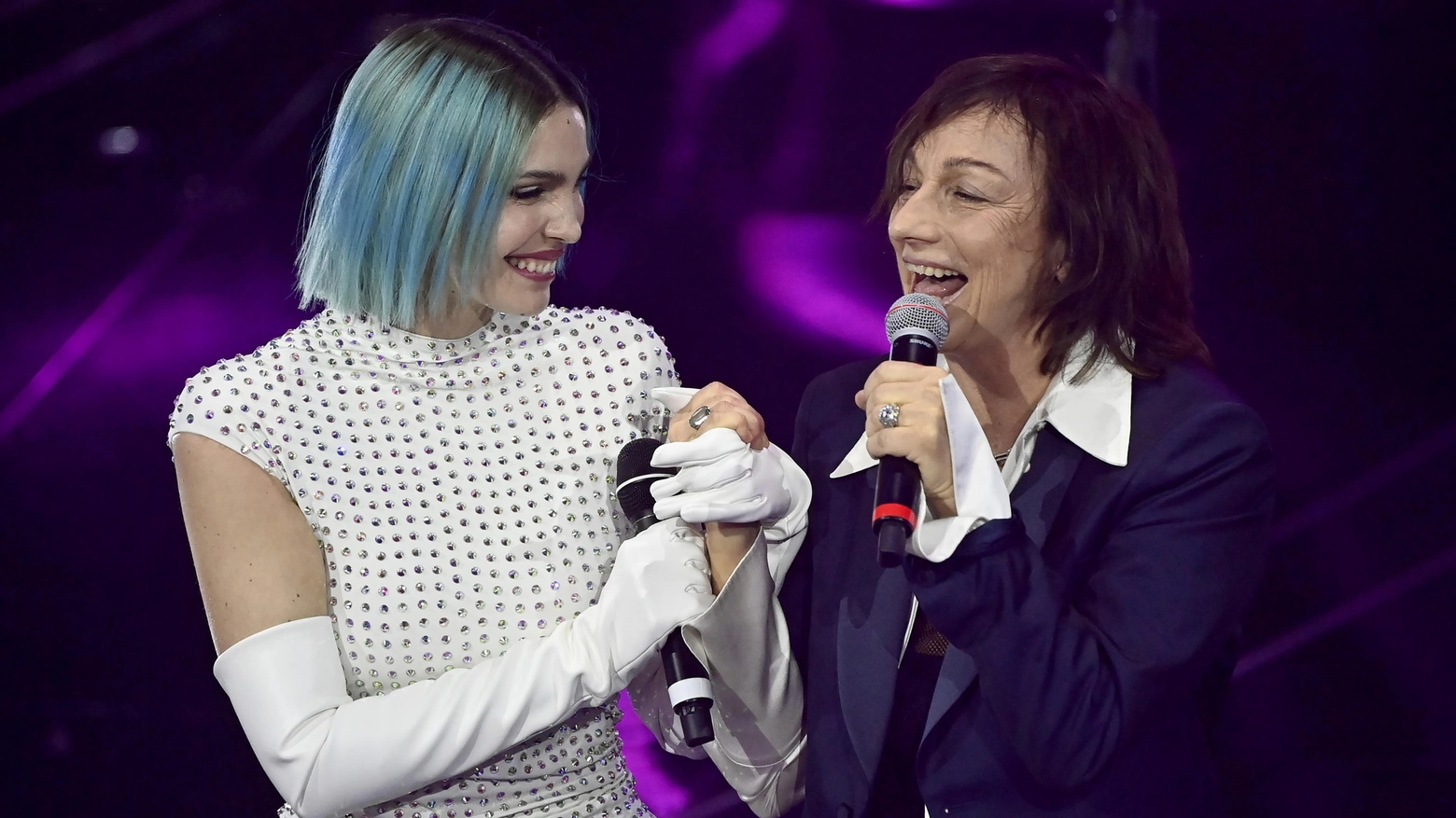 Rose Villain e Gianna Nannini duettano a Sanremo (Ansa)