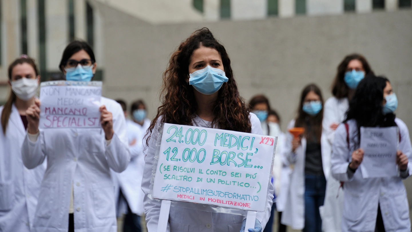 Protesta dei medici specializzandi a Firenze