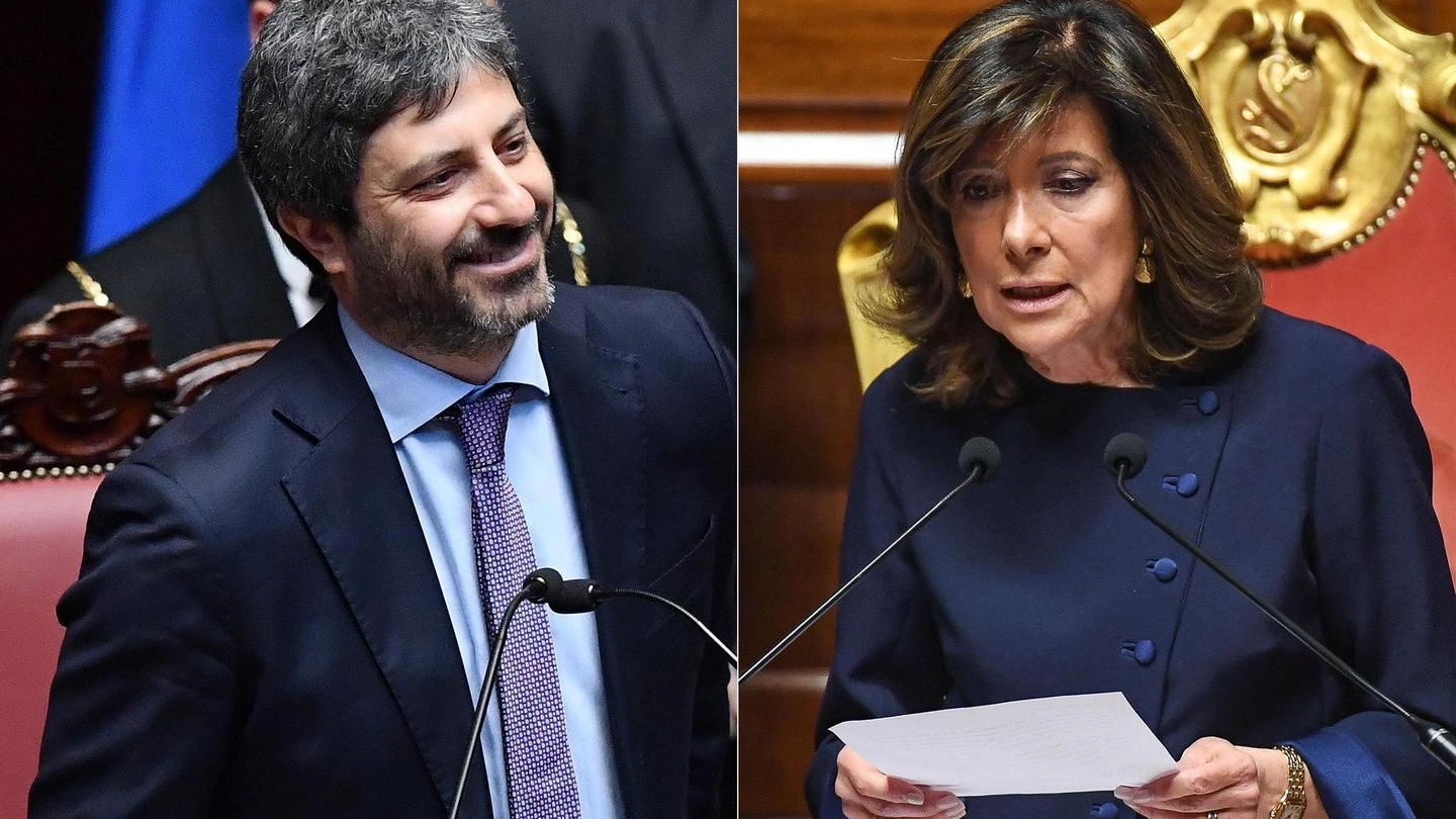 Roberto Fico e Maria Elisabetta Alberti Casellati, presidenti di Camera e Senato (Ansa)