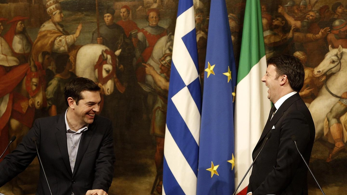 Renzi e Tsipras a Palazzo Chigi (Ansa)