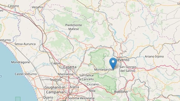 L'epicentro del terremoto in provincia di Benevento